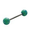 Piercing langue acier chirurgical boules acrylique. GLE22-5