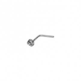 Piercing nariz, palo con piedra brillante de 2mm en forma de L, plata de ley, GL15-22