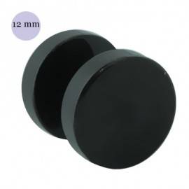 Faux écarteur en acier noir homme, diamètre 12mm